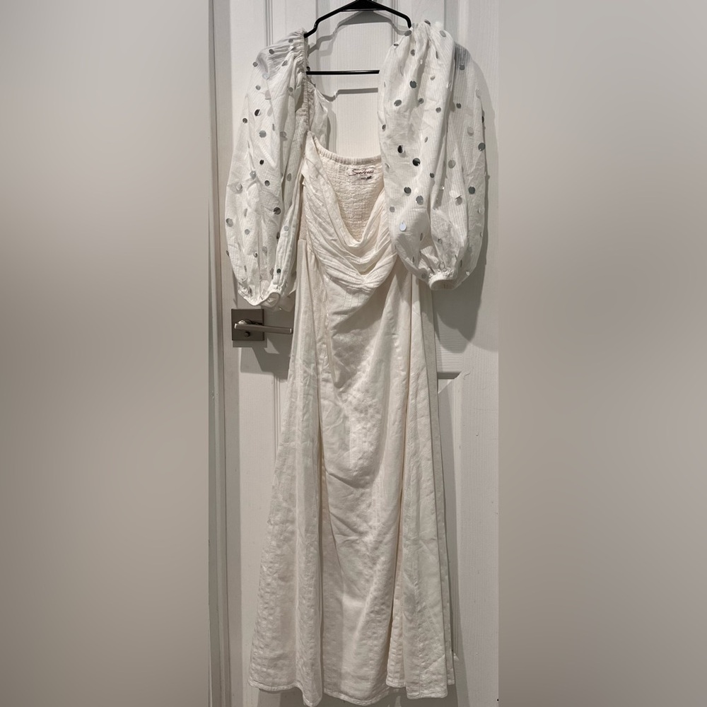 White dress with silver details